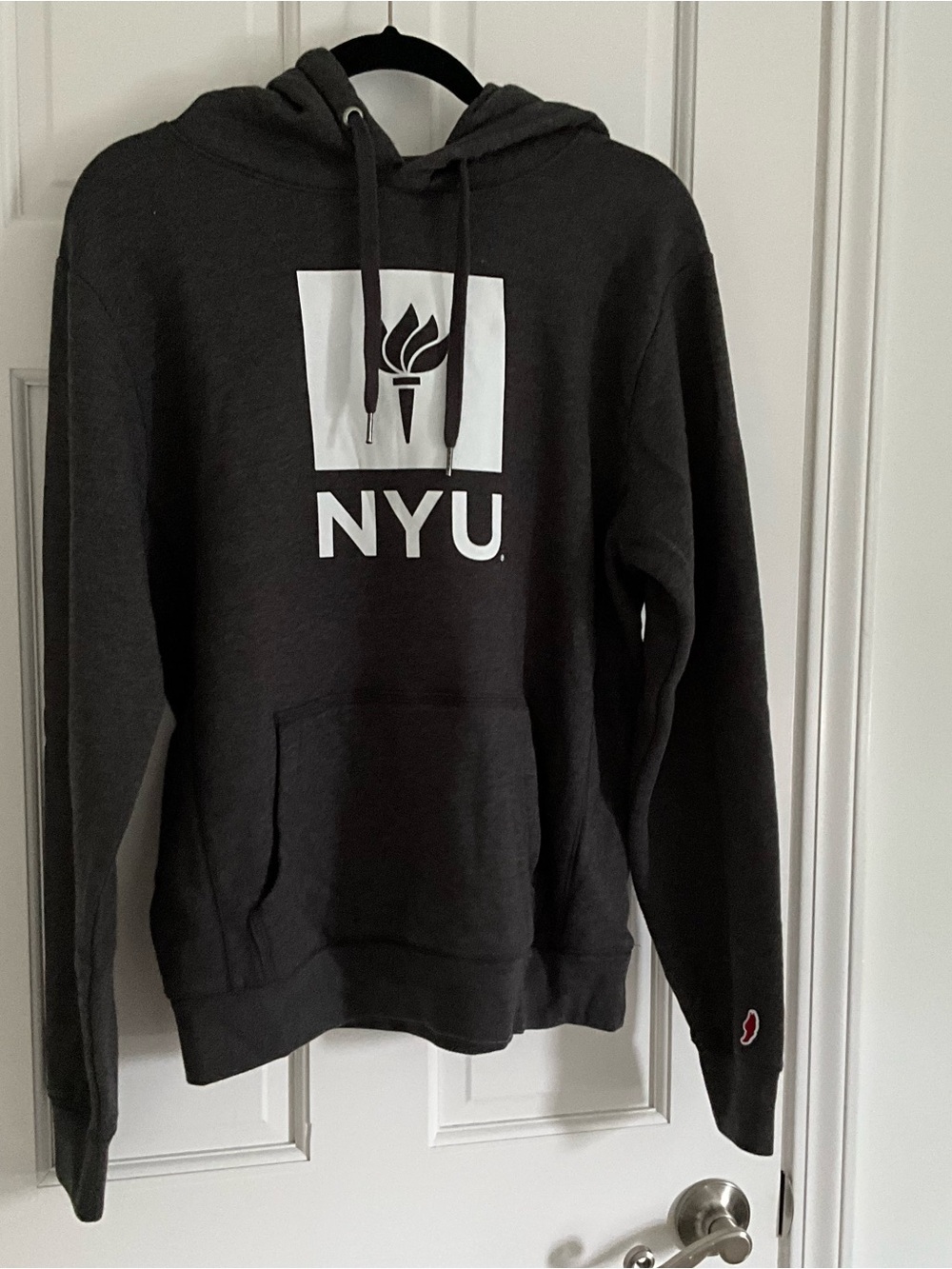 Charcoal Hoodie with NYU logo - women’s Pullover